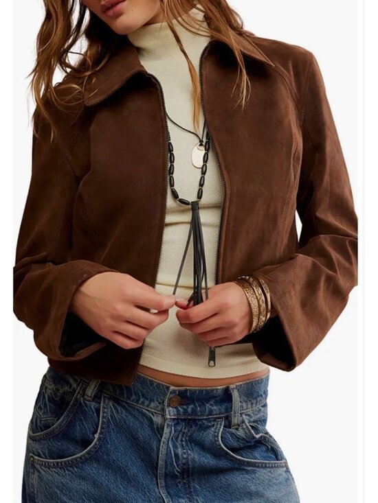 Free People Jackets & Blazers - FREE PEOPLE River double espresso Faux Suede Jacket Size XS